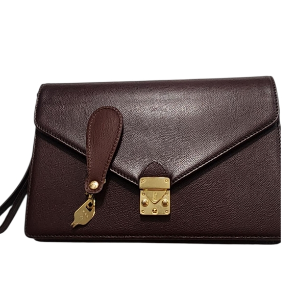 Yves Saint Laurent Clutch Bordeaux Leather/W Key/leather Holder & Strap Crossbod - Picture 2 of 11